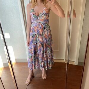 Astr Blythe Floral Midi Dress - Coral Multi